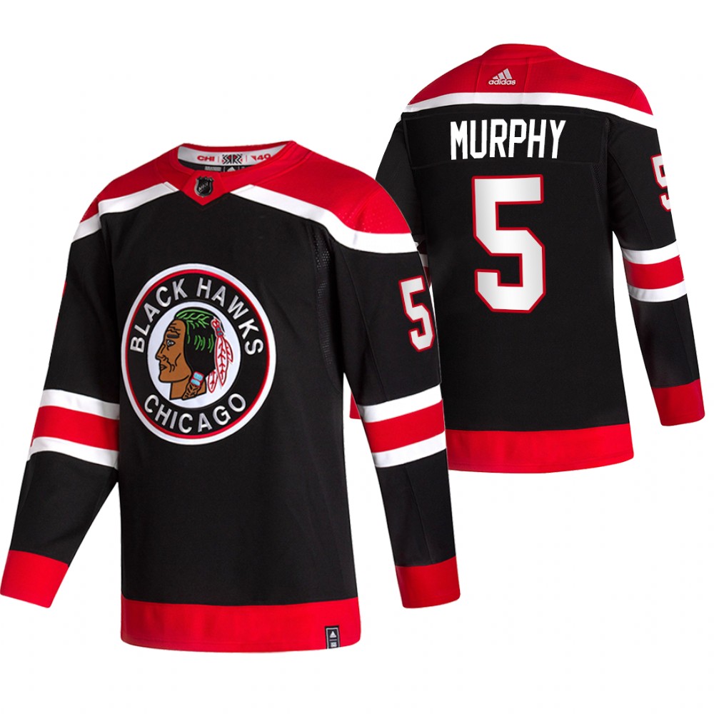 2021 Adidias Chicago Blackhawks #5 Connor Murphy Black Men Reverse Retro Alternate NHL Jersey